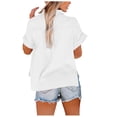 thumbnail image 2 of 3/4 Sleeve Tops for Women Raglan Contrast Crewneck Casual Shirts Three Quarter Length Loose Fit Summer Blouses, 2 of 6