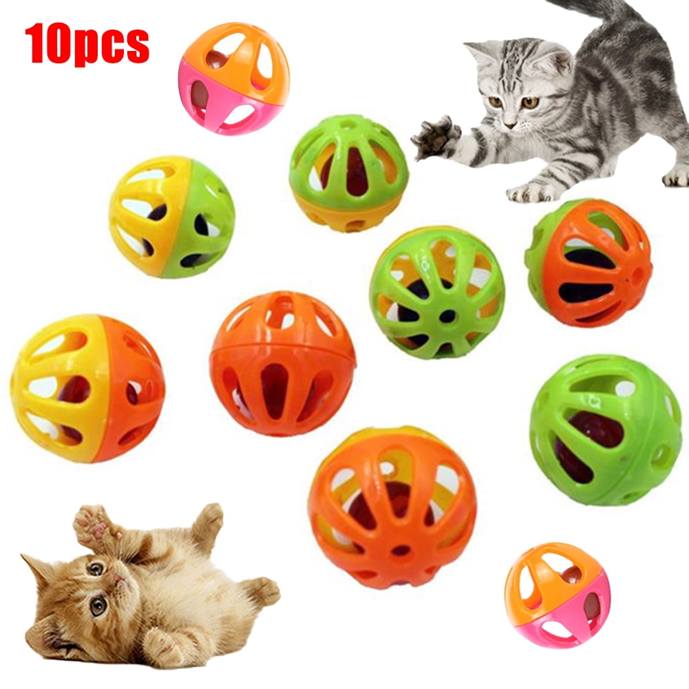5 Pcs Cat Toy Plastic Bell Hollow Balls Sound Pet Game Kitten Interactive Rattle 