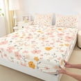 thumbnail image 3 of Manfei Retro Rustic Flower Twin Sheet Sets,Country Floral Twin Fitted Sheet,Beige Pink Orange Flat Sheet For Girls Kids,Microfiber Bedroom Decor,3-Piece, 3 of 7