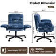 thumbnail image 6 of Bestier Criss Cross Office Chair, Plush Velvet Vanity Chair with Adjustable Armrests, Side Pockets, Comfy Swivel Ergonomic Desk Chair for Home Office Bedroom Makeup, Ocean Blue, 6 of 11