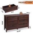 thumbnail image 4 of GALAXHERO 6-Drawer Double Wood Dresser - Farmhouse Chest of Drawers with Metal Handles for Bedroom, Living Room, Entryway, Brown, 4 of 10