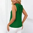 thumbnail image 5 of Miluxas Women's Sleeveless Halter Neck Blouse - Front Ruffle & Back Tie Bow Casual Tank Top Solid Flowy Shirts Ideal for Work and Daily Wear Green, 5 of 9