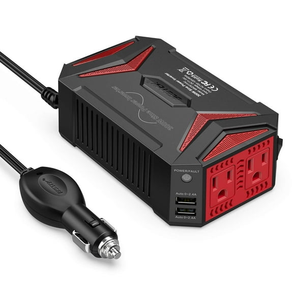 BESTEK 300W Car Power Inverter DC 12V to AC 110V Pure Sine Wave Car Inverter with 4.2A Dual Smart USB Ports Car Adapter