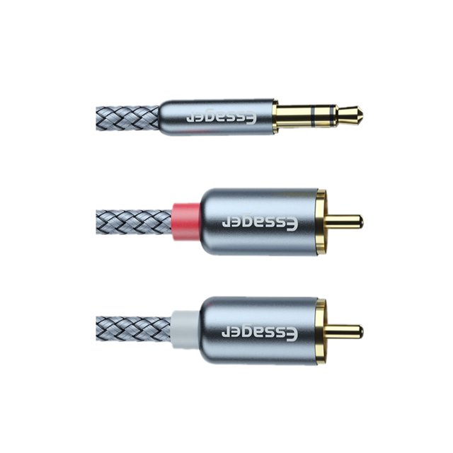 Essager 3.5mm to RCA Braided Cable adapter cable; Splitter Cord TV Computer Amplifier Audio Adapter Cable, 1 Meter