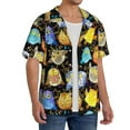 thumbnail image 2 of Pofeuu Cartoon Bird Owl Print Mens Casual Short Sleeve Shirts Beach Summer Spread Collar Pocket Tops Men's Casual Short-sleeved Shirt-3X-Large, 2 of 5