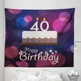 thumbnail image 1 of 40th Birthday Tapestry, Big Color Dots and Graphic Cake with Candles Hand Writing and Stars, Fabric Wall Hanging Decor for Bedroom Living Room Dorm, 5 Sizes, Purple Pink White, by Ambesonne, 1 of 1