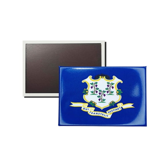 Horizontal Magnet - State Flag Connecticut - USA | Refrigerator Decor Accent, Travel Souvenir, Collectible Keepsake, Home Office Magnet