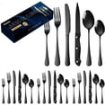 thumbnail image 1 of Juego de Cubiertos de Plata de 48 Piezas con Cuchillo Afilado para Carne - Cubiertos de Acero Inoxidable Duro con Cucharas/Tenedores/Cuchillo de Cena Pulidos Como Espejo para Comer(Plateado 48), 1 of 2