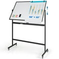 thumbnail image 1 of Costway Tableau Blanc Mobile Double Face 48 Pouces x 32 Pouces avec 2 Hauteurs Réglables Roues Universelles, 1 of 9