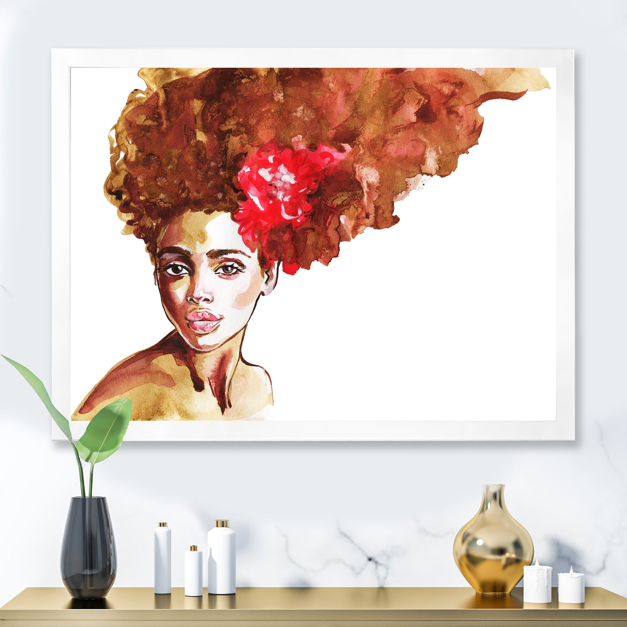 Designart 'Portrait of Young African American Woman II' Modern Framed Art Print