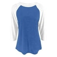 thumbnail image 3 of Trendy Women's T Shirts Casual Tops For Everyday Wear Stylish Color Block Design For Spring And Fall Versatile Round Neck 3/4 Sleeve Blouses Womens Casual Work Tops Compression Shirts Women Long, 3 of 3