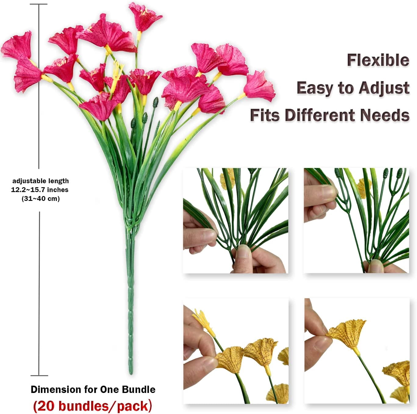 Artificial Flowers for Outdoors,16 Bundles Outdoor Fake Flowers UV Resistant Faux Silk Flowers for Outside Planters, Window Box Pot(Mix Color)