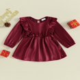 thumbnail image 2 of PENGXIANG Toddler Velvet Dress with Ruffle Long Sleeve and  Neck for Baby Girl, 2 of 9