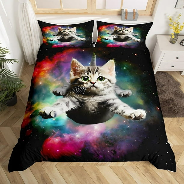 Funda Nórdica Niñas Microfibra 3pc 90 "x90" 3D Digital Cat Bedding Quilt