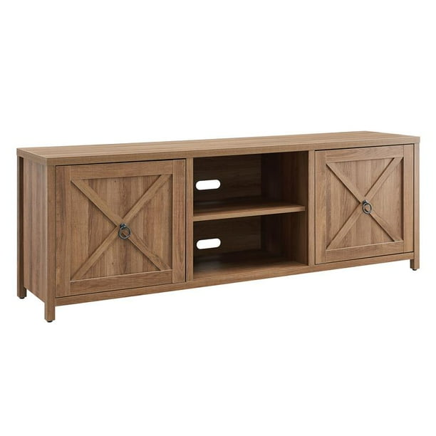 Pemberly Row Modern 68 inch Golden Oak Wood TV Stand in Brown