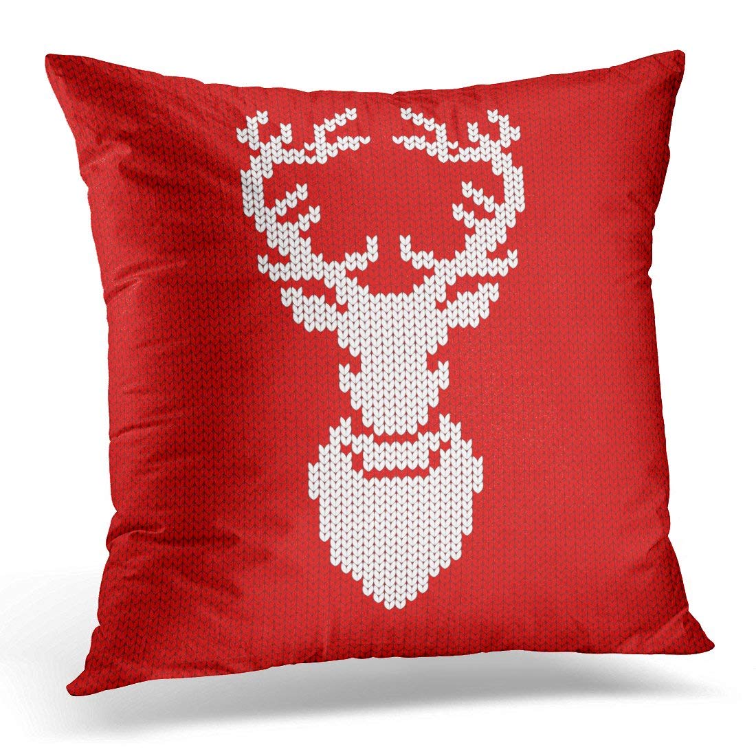 USART Throw Pillow Case Cushion Cover White Sweater Knitted Red