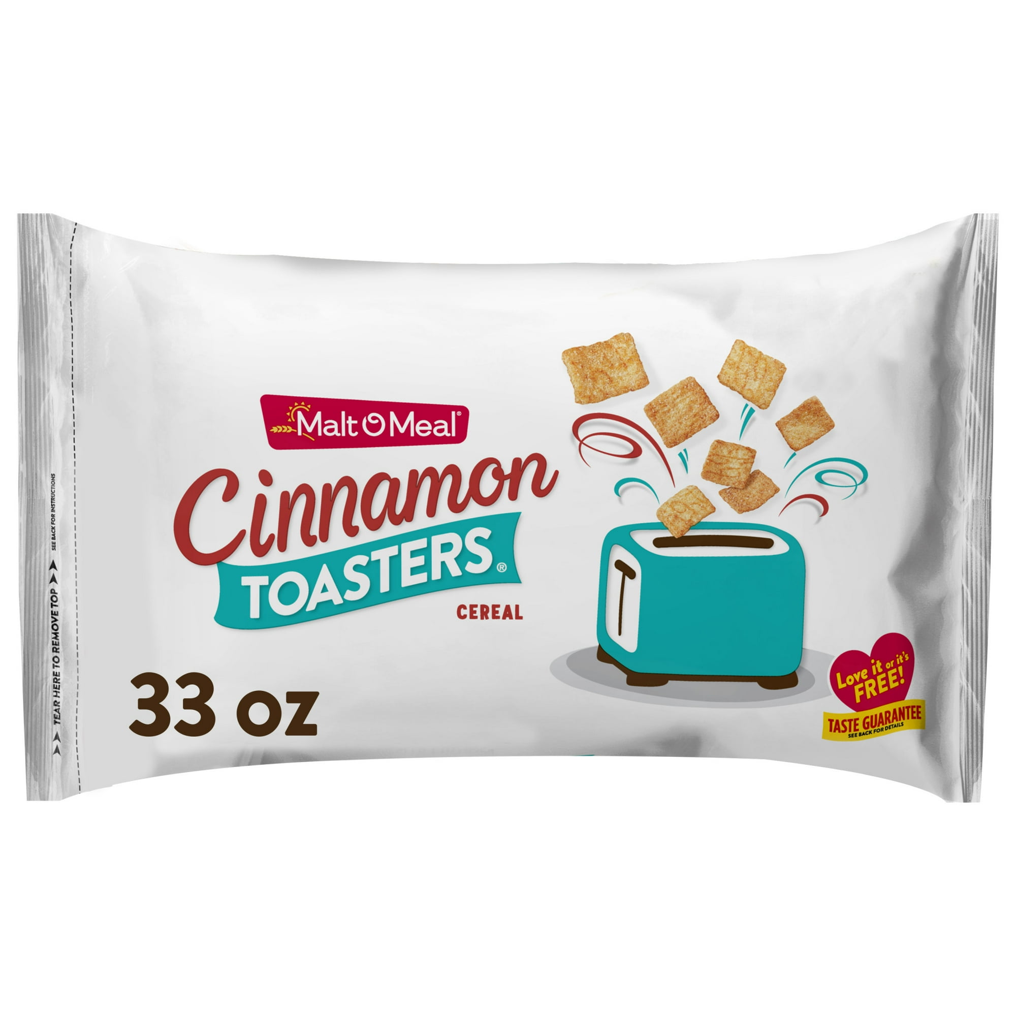 Malt-O-Meal Cinnamon Toasters Breakfast Cereal, Real Cinnamon Squares, 33 oz Bag