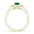 thumbnail image 2 of ANGARA Natural Emerald-Cut Emerald and Trapezoid Diamond Three Stone Ring in 14K Yellow Gold for Women (Size-6x4mm) | May Birthstone, Anniversary, Jewelry Gift for Women | Natural Emerald Ring, 2 of 7
