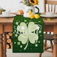 thumbnail image 5 of Burlap Table Runner 48 Inches Long, St Patrick Spring Luck Clovers Leaves Non-Slip Kitchen Table Runners for Dining Room Everyday Use Party Table Decorations Green Diagonal Lattice Plaids, 5 of 9