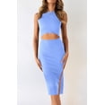 thumbnail image 2 of Vestido PRETTYGARDEN Midi Ajustado Sin Mangas con Corte Azul Claro M, 2 of 5