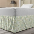 thumbnail image 1 of Floral Bed Skirt, Continuous Pattern of Illustrated Flowers with Buds in Pastel Colors, Elastic Bedskirt Dust Ruffle Wrap Around for Bedding Decor, 4 Sizes, Ivory and Multicolor, by Ambesonne, 1 of 2
