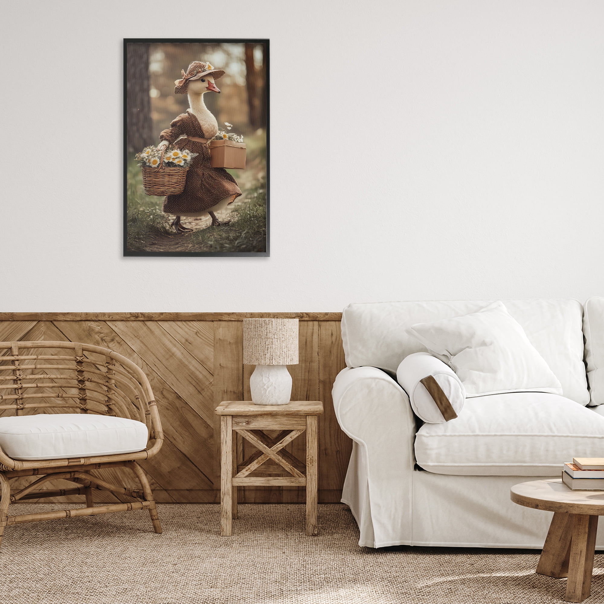 Stupell Industries Mother Goose with Flowers Black Framed Giclee Art, design by The Wands Want