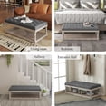 thumbnail image 6 of Cuzobro Ottoman Coffee Table, Large Rectangle Ottoman with Storage - Upholstered Cushioned Bench for Living Room, Tufted Linen Fabric with Solid Wood Shelf, Entryway Bench(Dark Gray), 6 of 8