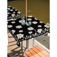 thumbnail image 2 of Outdoor Tablecloth with Umbrella Hole for Patio/Picnic/Party/Camping, Black Spring Floral Waterproof Table Cloth Square Cover Washable, Daisy Flowers Elegant Farmhouse Art (60"x 60"), 2 of 9