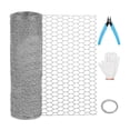 thumbnail image 1 of Chicken Wire Mesh 13.7 in x 157 in Silver Floral Chicken Wire Poultry Netting Hexagonal Galvanized PVC Coated Wire Mesh, 1 of 5