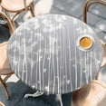 thumbnail image 2 of Gray Flower Round Tablecloth, Fitted Table Cover with Elastic for 45"-54" Round Tables, Geometric Stripe Gradient Branch Minimalist Table Cloth Outdoor Indoor Dinning Party Waterproof Tablecloths, 2 of 7
