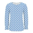 thumbnail image 3 of DAFPZW Long Sleeve Shirts for Women Polk Dot Printed Crewneck Business Casual Tops Loose Three Quarter Length Work Blouses, 3 of 6