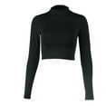 thumbnail image 4 of Outfmvch crop tops for women Exposure Of Navel Long Sleeve Solid Shirt womens tops crop tops Black, 4 of 9
