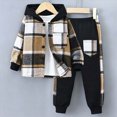 thumbnail image 3 of HCNTES Toddler Clothes For Boys 2Pcs Long Sleeve Plaid Hooded Sweatshirt Tops Jacket and Pants Winter Outfits Kids Clothes Boys Clothing Sets, 3 of 5