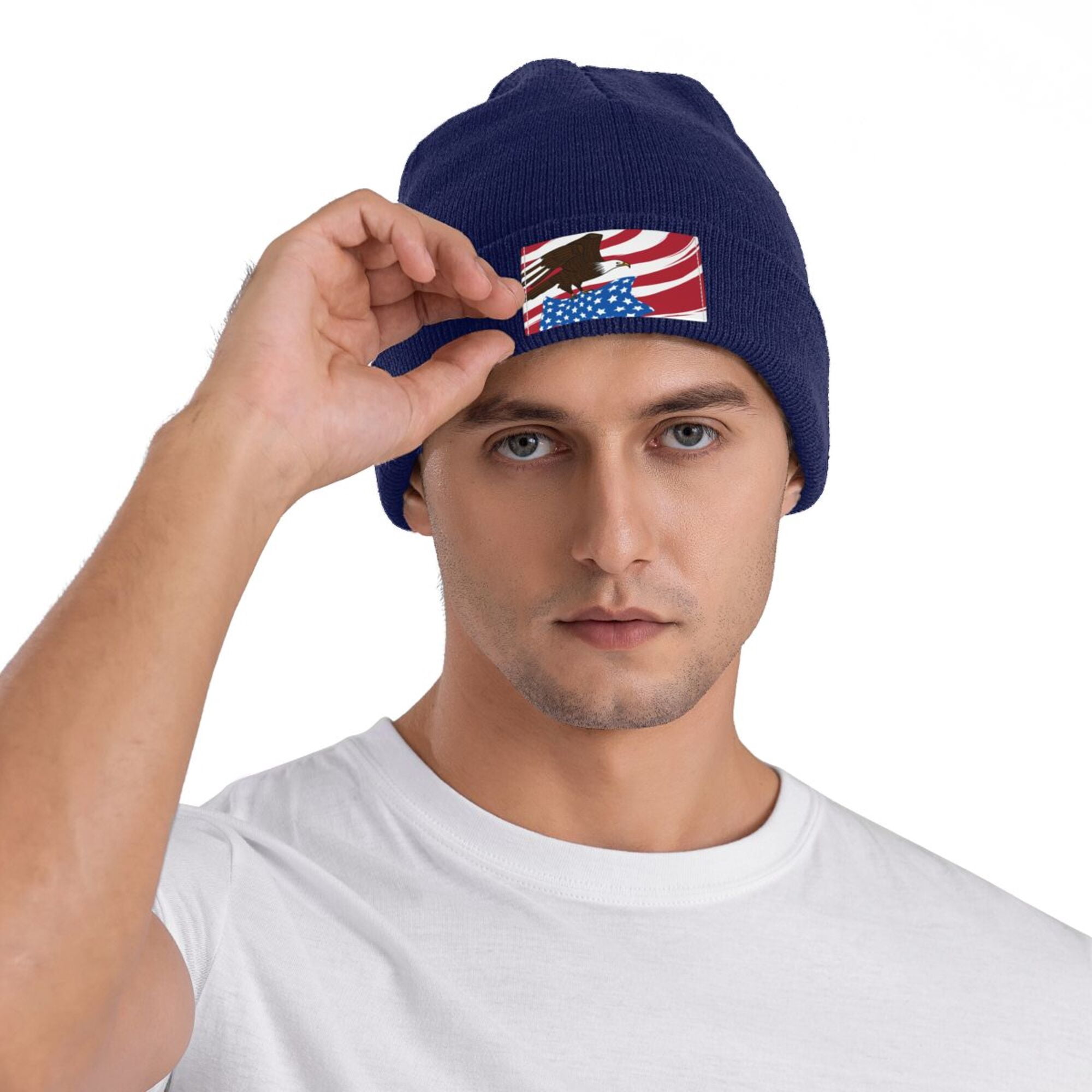 ZICANCN Knit Beanie Hat-American Flag Winter Cap Soft Warm 