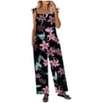 thumbnail image 2 of BONIXOOM Womens Jumpsuit Pants for Women Printed Mid Waisted Long Jogging Beach Jumpsuit Baggy Fit Flare-Leg Standard Pink S, 2 of 8