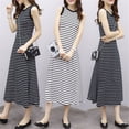 thumbnail image 4 of Vestido elegante de rayas adelgazantes de estilo coreano, vestido de chaleco sin mangas simple retro de verano para mujer, vestido de línea A, 4 of 5