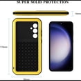 thumbnail image 2 of Military Rugged Case for Samsung Galaxy S24, with Tempered Glass Screen Protector, Shockproof Dustproof Scratch Proof Hybrid Metal and Silicone Gel Heavy Duty Full Body Cover,Black, 2 of 8