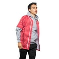 thumbnail image 2 of Men's Hipster Hip Hop Button Down Pin Striped Baseball Jersey Short Sleeve Shirt BJ44 - Red - Medium, 2 of 5