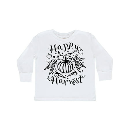 

Inktastic Happy Harvest with Pumpkin and Vegetables in Black Gift Toddler Boy or Toddler Girl Long Sleeve T-Shirt