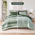 thumbnail image 3 of Regency Heights 7-Piece Comforter Sets, Reversible Striped Comforter Set for Dorm, Lightweight All Season Bedding Set with Pillow Shams,Full, Sage Green, 3 of 10