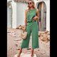 thumbnail image 5 of Conjunto de Dos Piezas de Verano para Mujer: Top Corto Sin Mangas con Cuello Redondo y Pantalones Anchos con Bolsillos. Verde L, 5 of 10