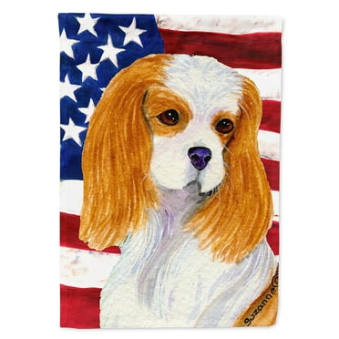 USA American Flag with Cavalier Spaniel Flag Canvas House Size