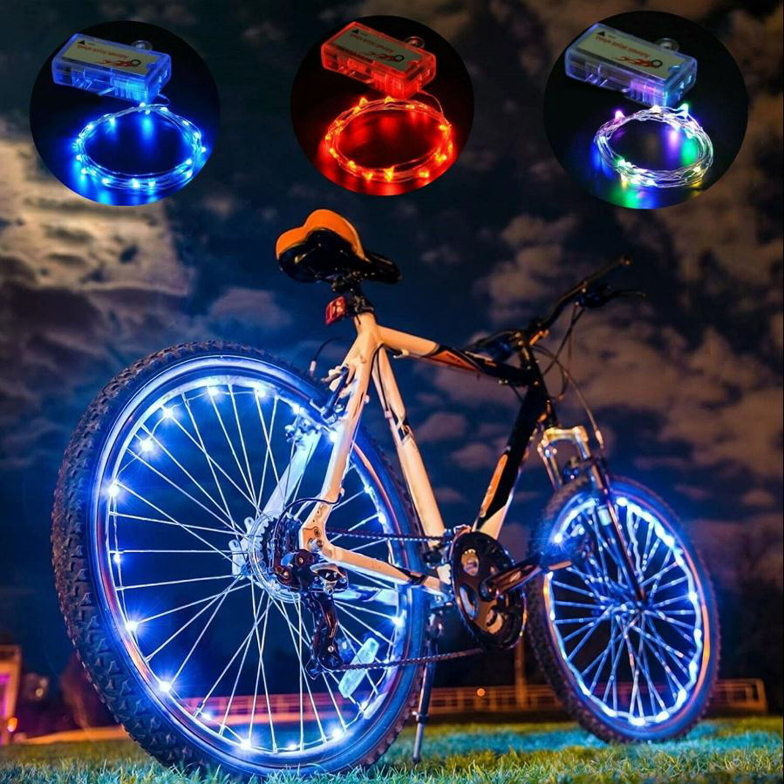 LED Bicycle Bike Cycling Rim Lights Auto Open & Close Wheel Spoke Light String 