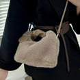 thumbnail image 1 of Bolso de mano de felpa suave para mujer, bolso de hombro, bolso multifunción a la moda, bolso de regalo exquisito, correa ajustable para mujer para Marrón Yinane Tote de hombro, 1 of 5