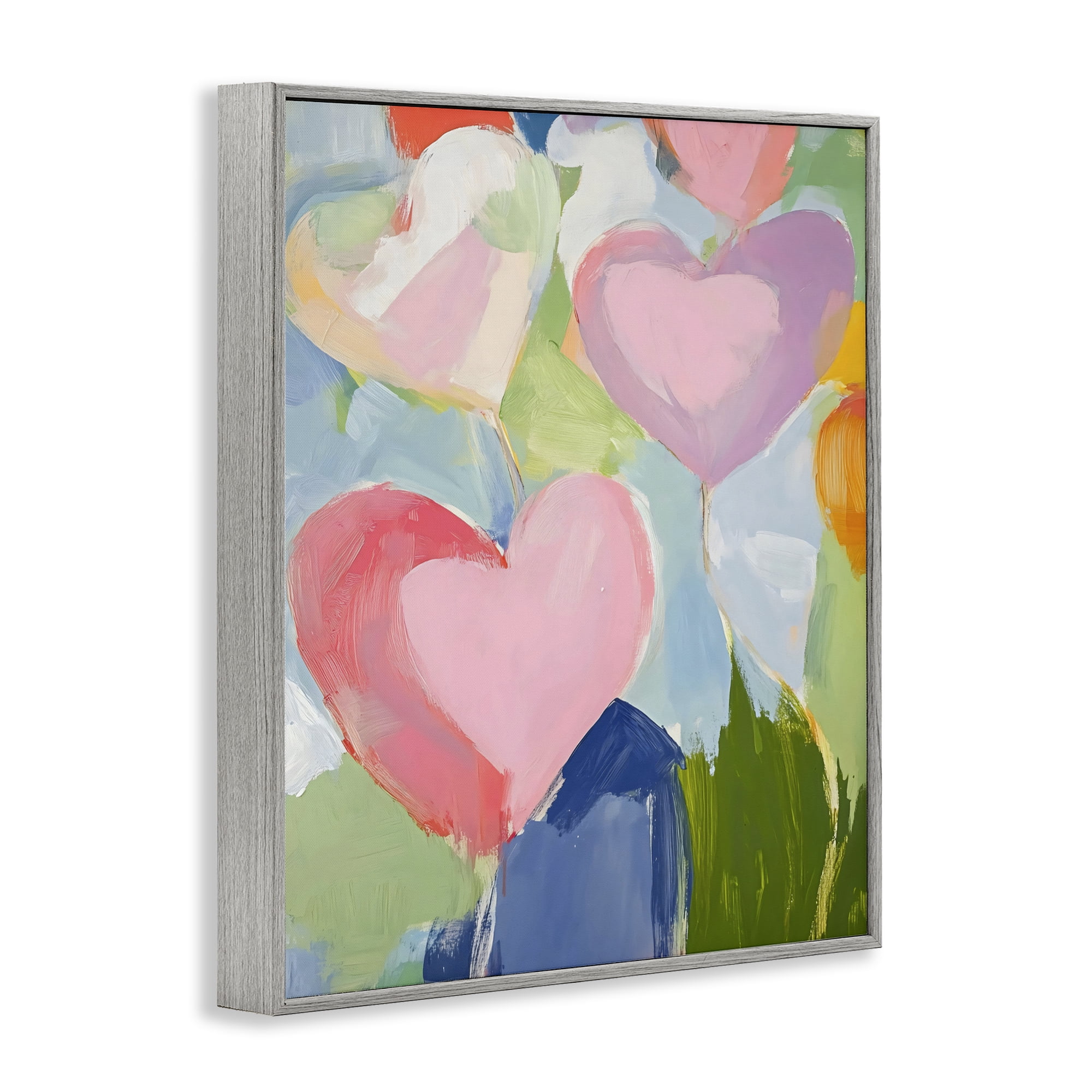 Stupell Industries Pink Hearts Abstraction Gray Framed Giclee Art, design by The Prints Vibe