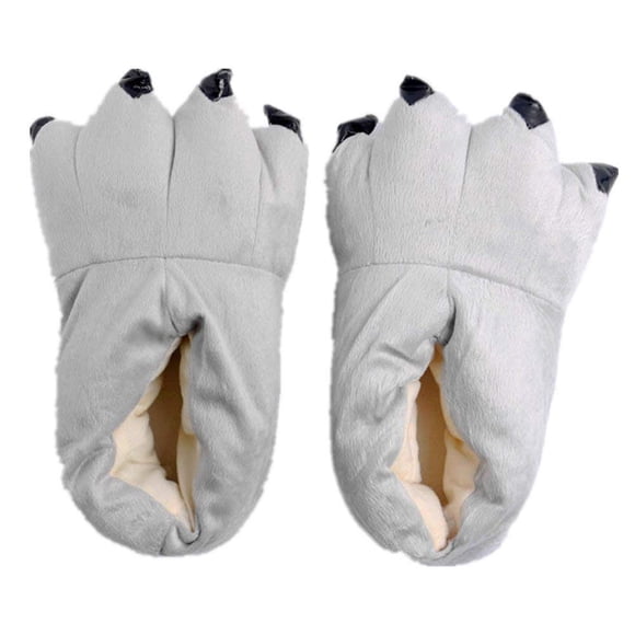 Japsom Unisex Cozy Flannel House Monster Koala Slippers Halloween Animal Costume Paw Claw Shoes Grey S