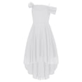 thumbnail image 3 of YiZYiF Kid Girl Off Shoulder Flower Girls Dress High Low Hem Wedding Birthday Party Dress Evening White 16, 3 of 5