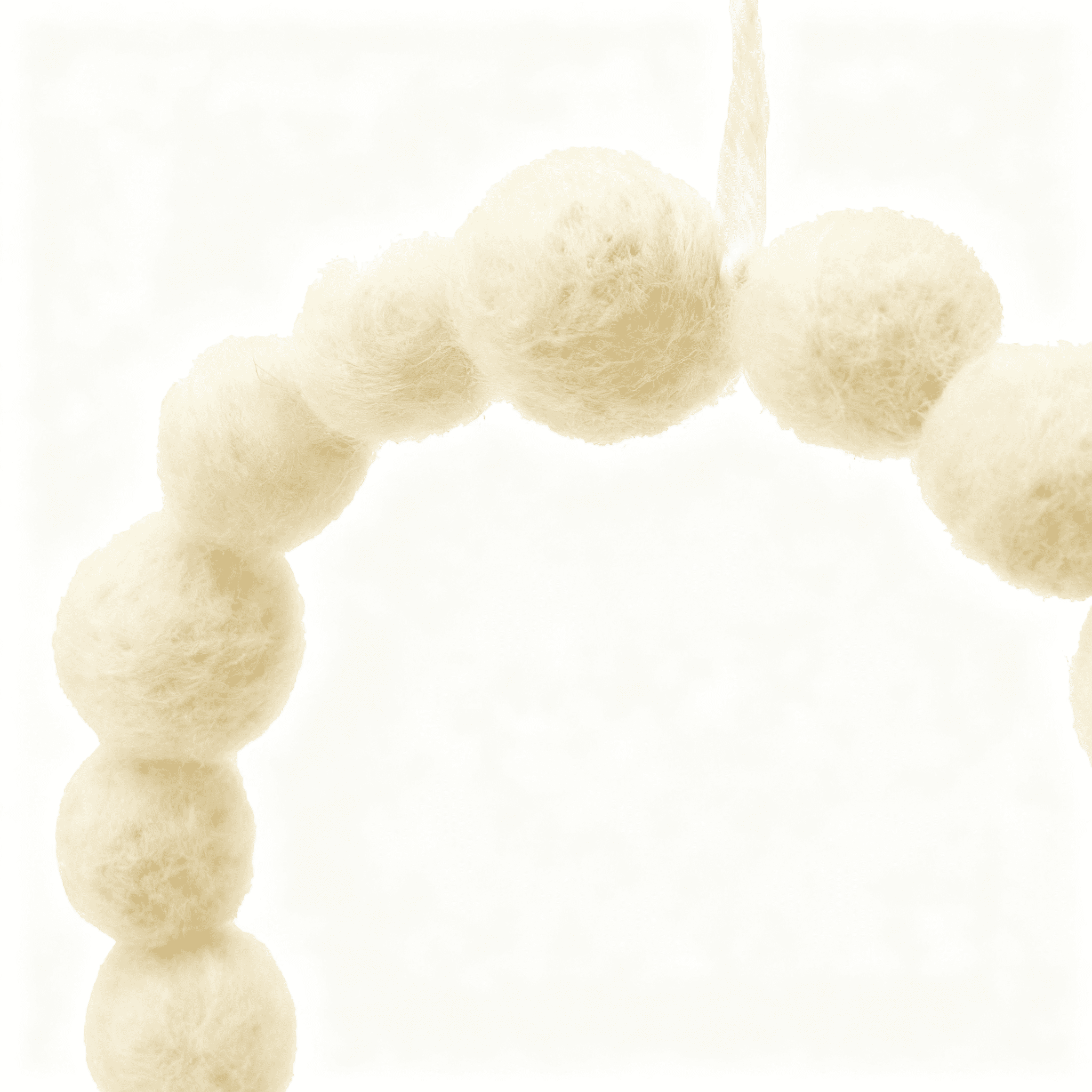 Wintery White Boiled Wool Wreath with Hanger 6.7 Inch Festive Christmas Tree Branch Accent Decor