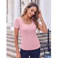 thumbnail image 6 of Zeagoo Shirt Business Casual Tops for Women Short Sleeve Tshirts Shirts Square Neck Slim Basic Baby Tees, 6 of 6