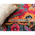 thumbnail image 6 of 8' Fuchsia Pink and Orange Botanical Round Area Throw Rug, 6 of 8